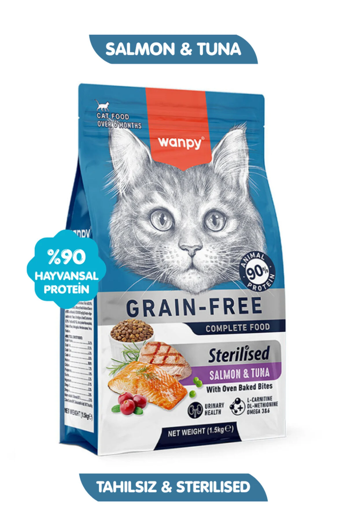 Wanpy Tahılsız Somonlu Yetişkin Kedi Maması 1,5 Kg