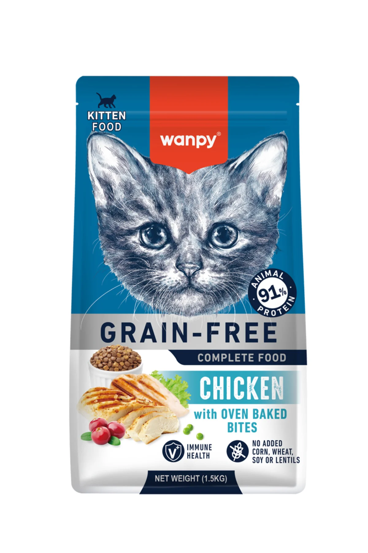 Wanpy Tahılsız Tavuklu Yavru Kedi Maması 1,5 Kg